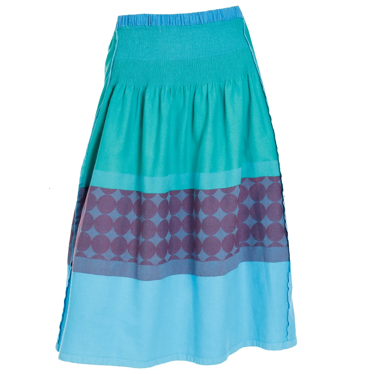 1990s A-Poc Issey Miyake Blue Green & Purple Vintage Cotton Skirt