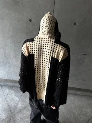 【24s Oct.】Cross-cut Woolen Hooded Drop-shoulder Loose Sweater