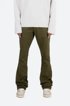 B472 Twill Flare Pants - Olive