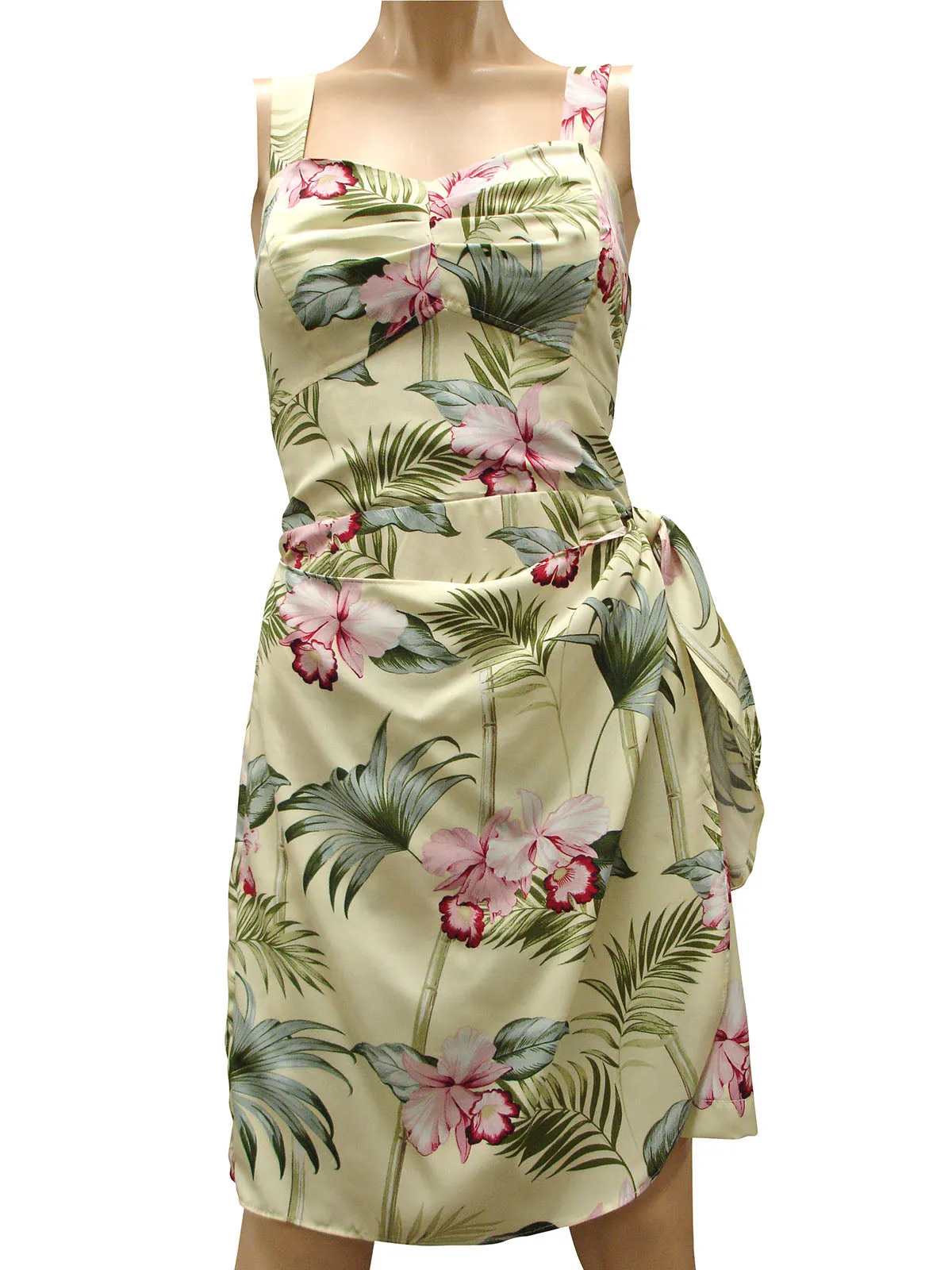 Bamboo Orchid Yellow Sarong Dress