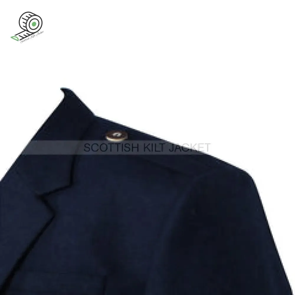 Blue Tweed Wool Fabric Argyll Jacket with Five Button