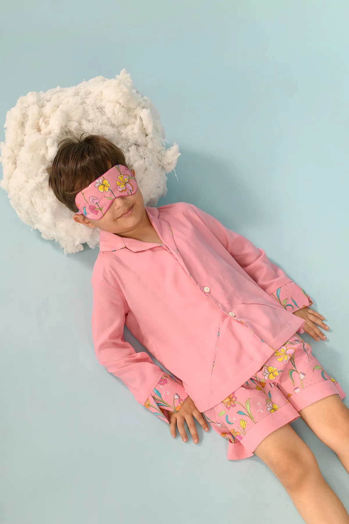 Blush Rose- Pink Shirt & Floral Shorts Set For Boys