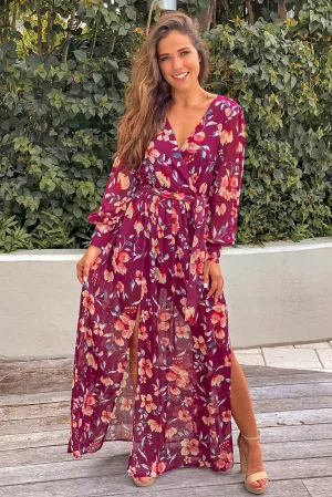 Burgundy Floral Maxi Dress