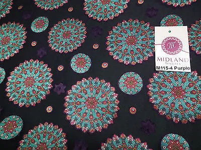 Burnout Satin Chiffon Mandalas Printed Dress Fabric 58" M115 Mtex