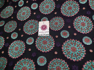 Burnout Satin Chiffon Mandalas Printed Dress Fabric 58" M115 Mtex