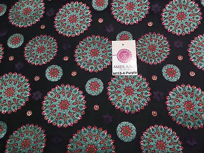 Burnout Satin Chiffon Mandalas Printed Dress Fabric 58" M115 Mtex