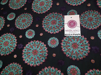 Burnout Satin Chiffon Mandalas Printed Dress Fabric 58" M115 Mtex