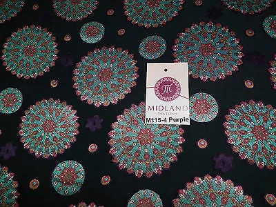 Burnout Satin Chiffon Mandalas Printed Dress Fabric 58" M115 Mtex