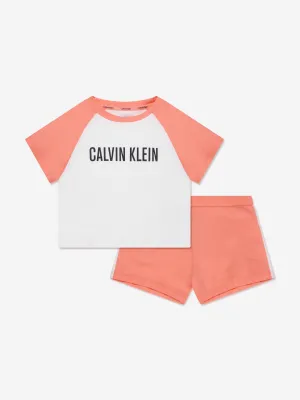 Calvin Klein Girls Short Pyjamas Set in Peach