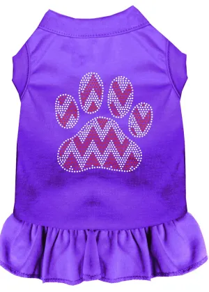 Candy Cane Chevron Paw Rhinestone Dog Dress Purple Lg (14)