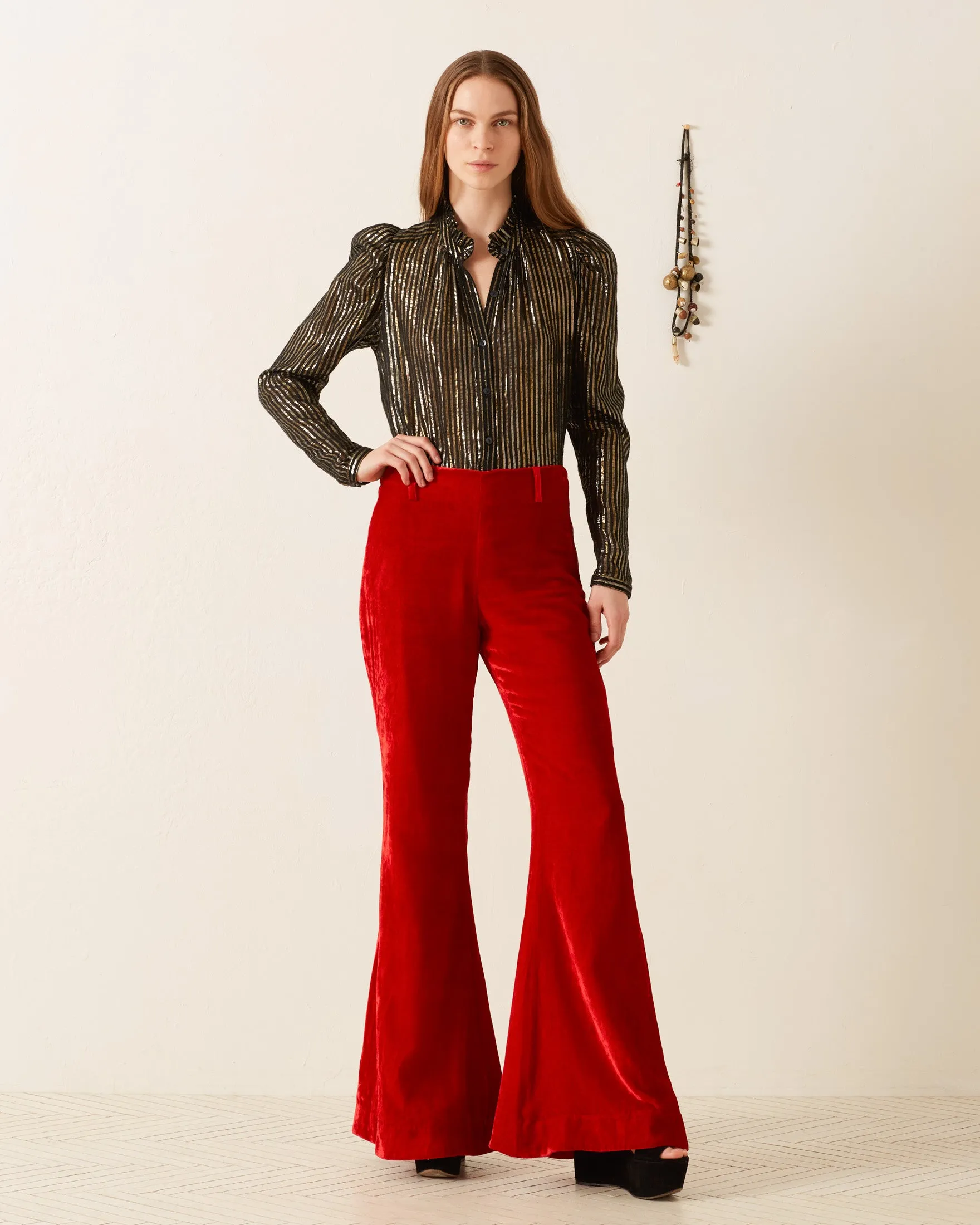 Charlie Cherry Velvet Pant