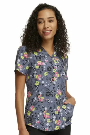 Cherokee Women's V-Neck Print Scrub Top | Paisley Petals