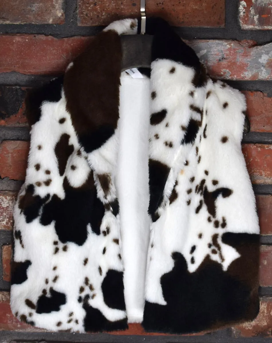 Cow Print Furry Vest