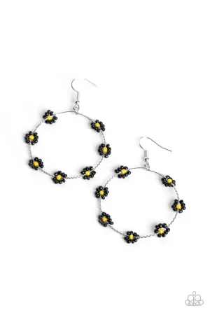 Dainty Daisies - Black Earrings - Paparazzi Accessories