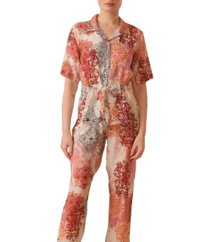 Dawa Pajama Set in Red Multicolor