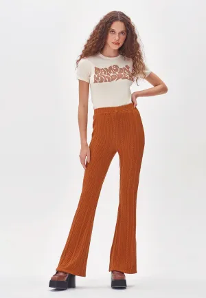 Edie Cable Jersey Knit Flare - dark orange