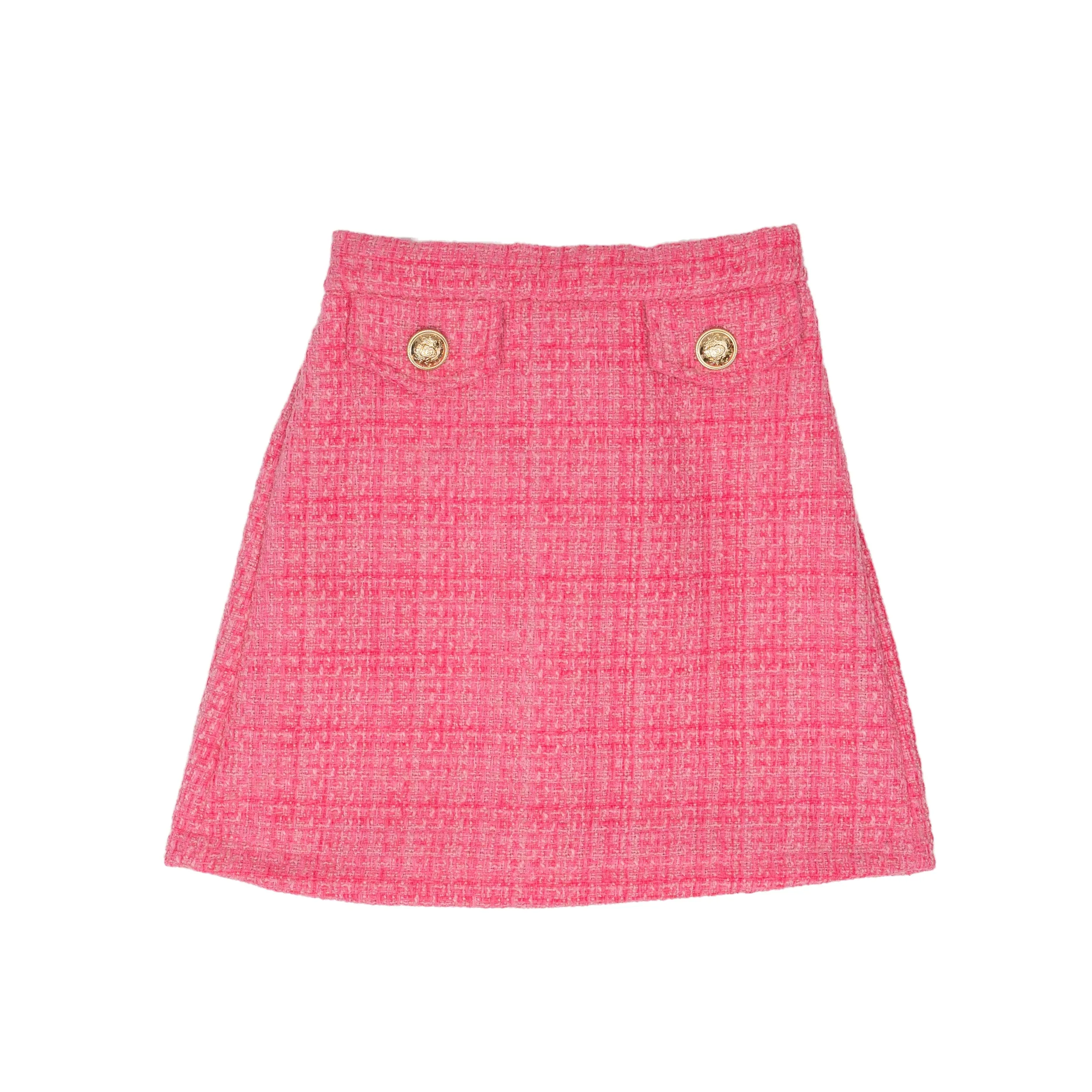 Emilia Hot Pink Tweed Skirt