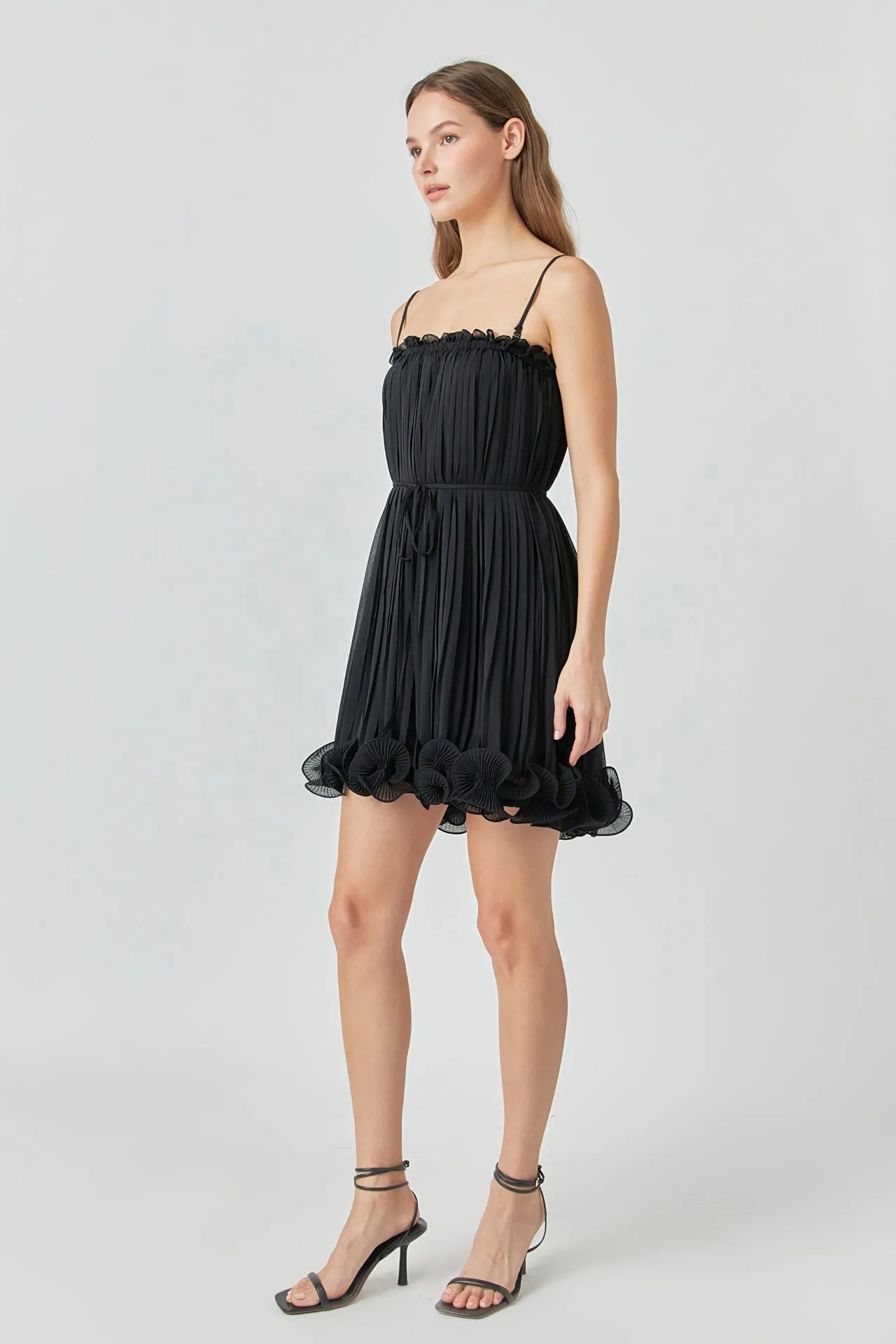 Endless Rose - Pleated Chiffon Ruffle Mini Dress