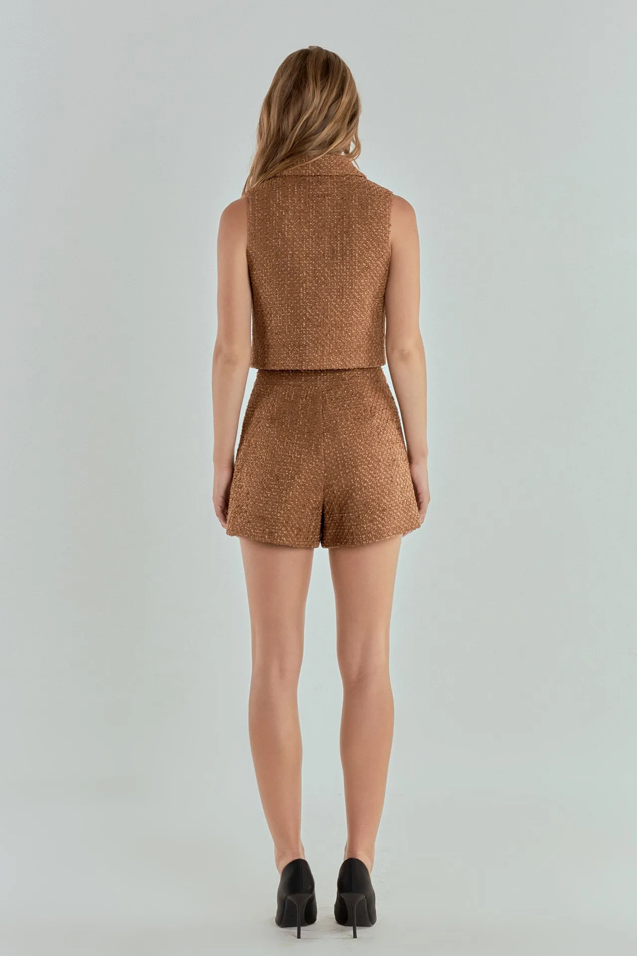 Endless Rose - Tweed Short Sleeveless Jacket