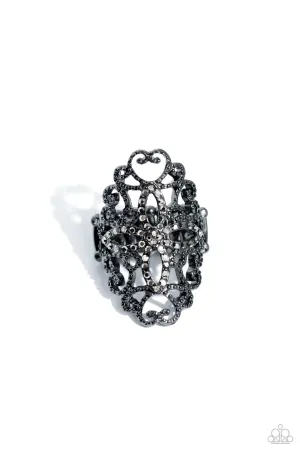 Fabulous Filigree - Black Ring - Paparazzi Accessories