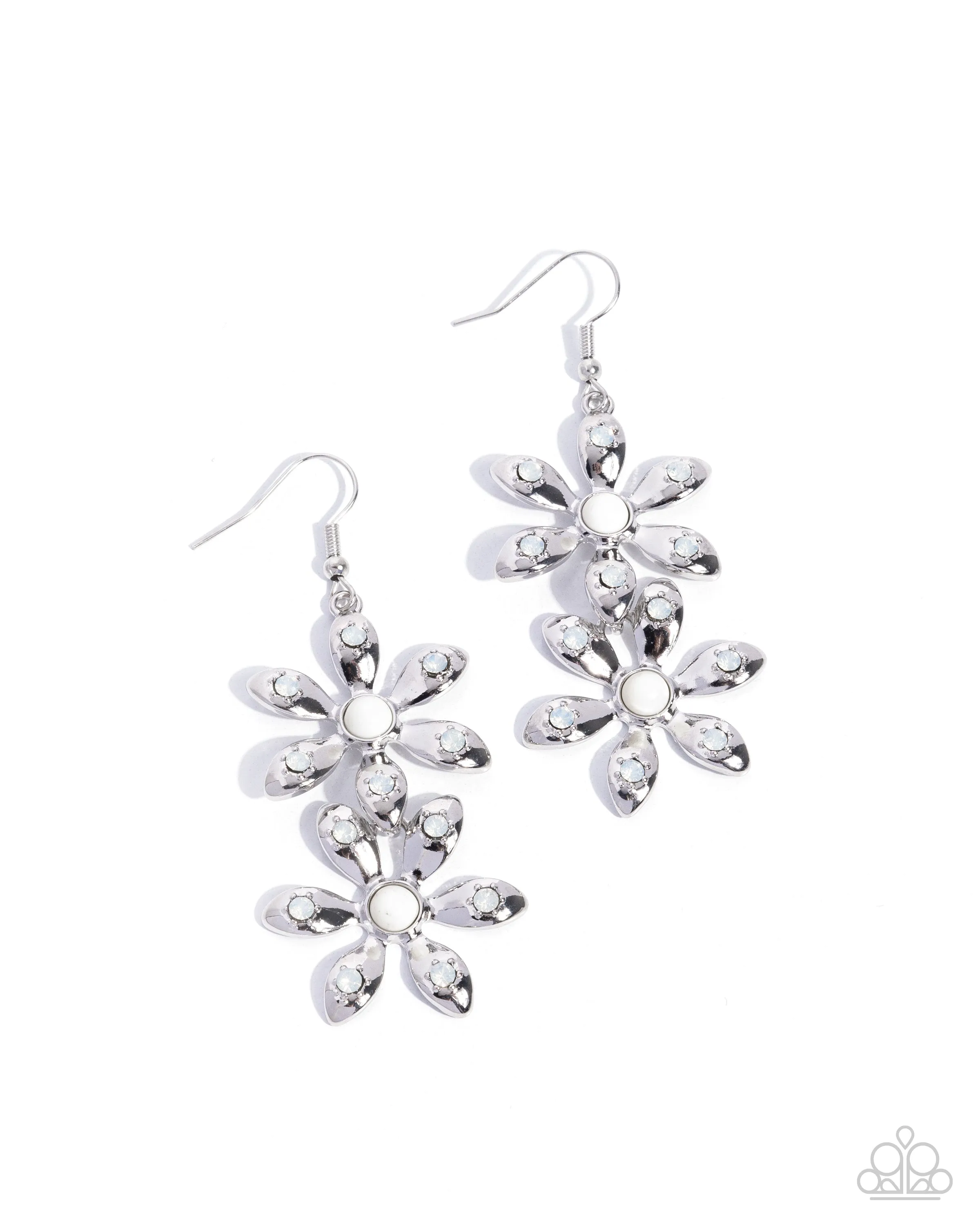 Fabulous Florals - White Earrings - Paparazzi Accessories