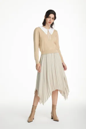 Florence Soft Touch Chiffon Pleated Asymmetric Hem Skirt with Elastic Waistband