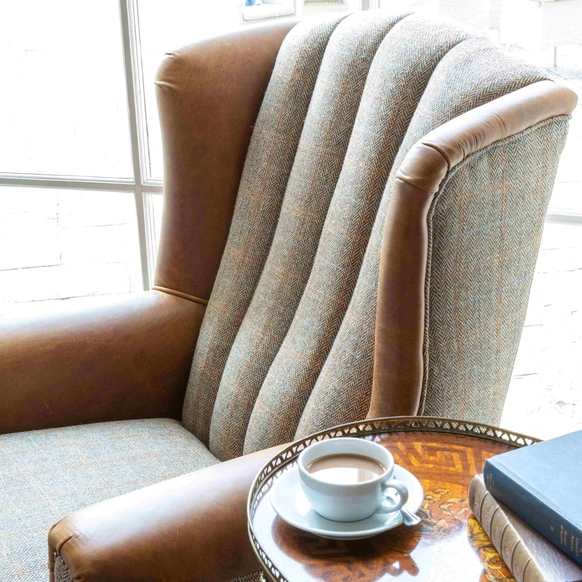 Fluted Wing Armchair - Hunting Lodge Harris Tweed