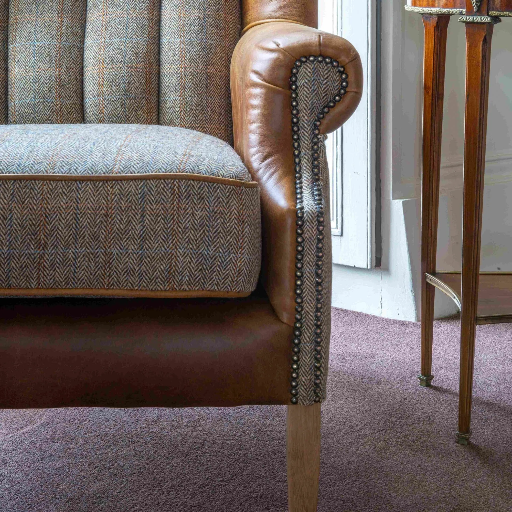 Fluted Wing Armchair - Hunting Lodge Harris Tweed