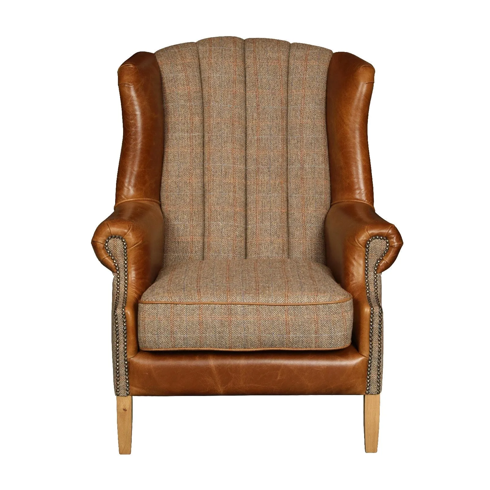 Fluted Wing Armchair - Hunting Lodge Harris Tweed