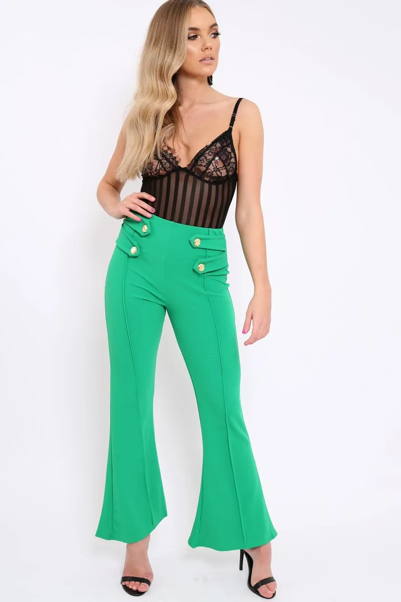 Green Kick Flare Pants - Rita