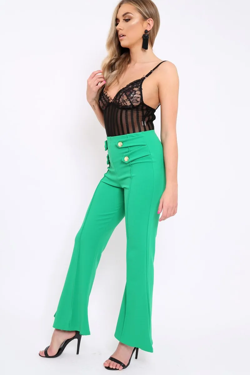 Green Kick Flare Pants - Rita