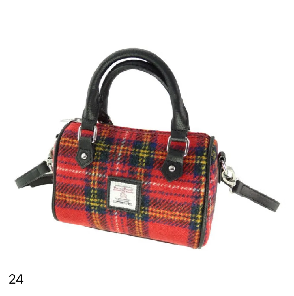 Harris Tweed Kilbride Mini Bowling Handbag with Shoulder Strap (12 Variants)