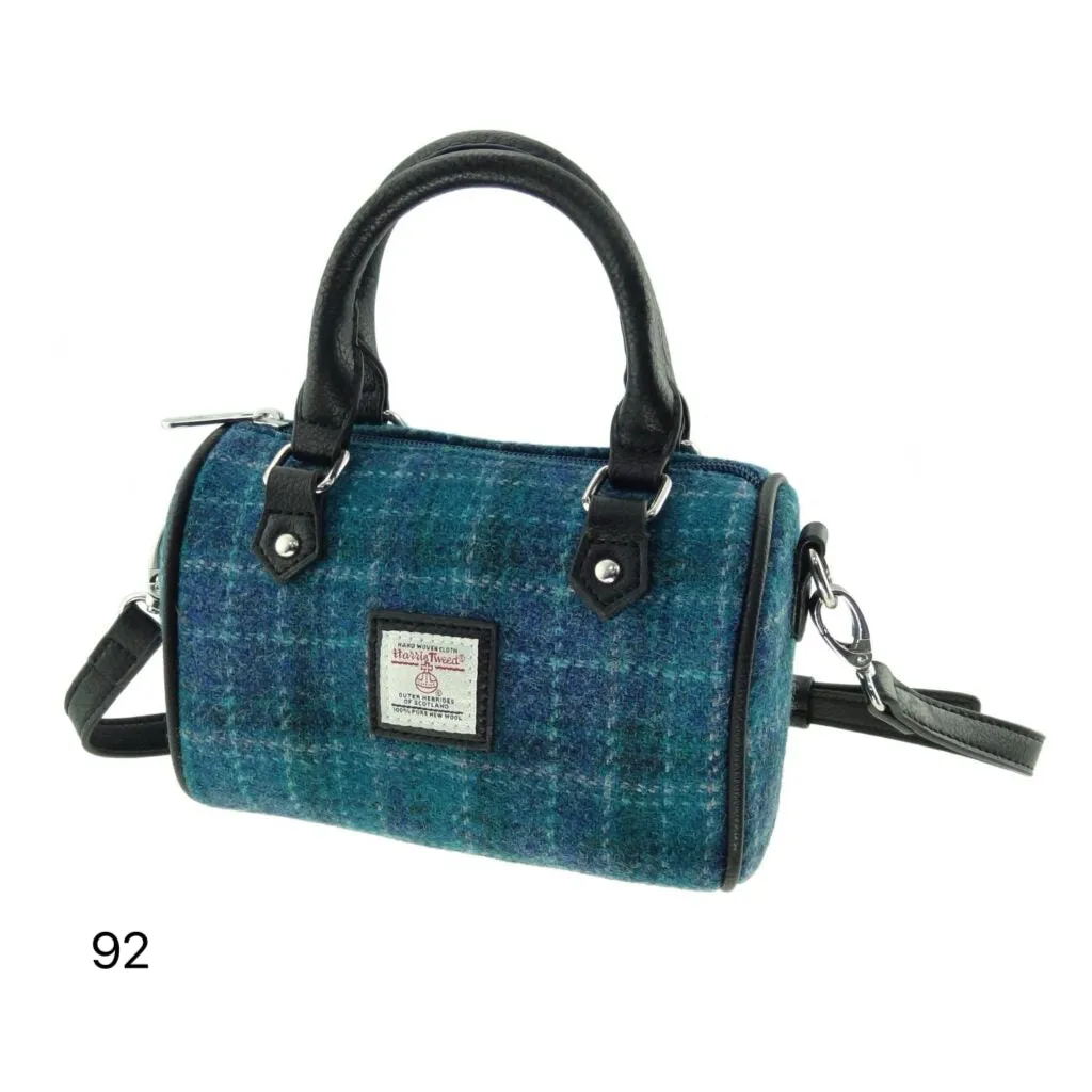 Harris Tweed Kilbride Mini Bowling Handbag with Shoulder Strap (12 Variants)