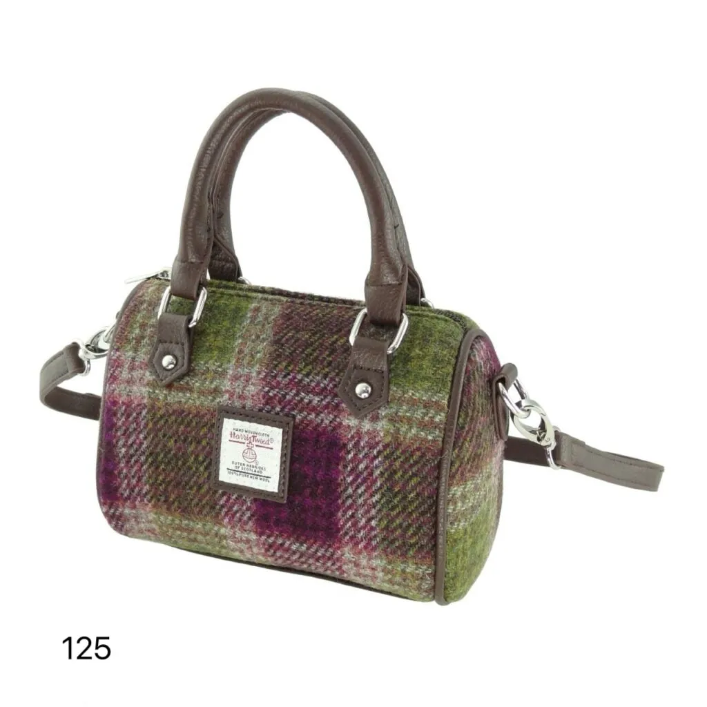 Harris Tweed Kilbride Mini Bowling Handbag with Shoulder Strap (12 Variants)