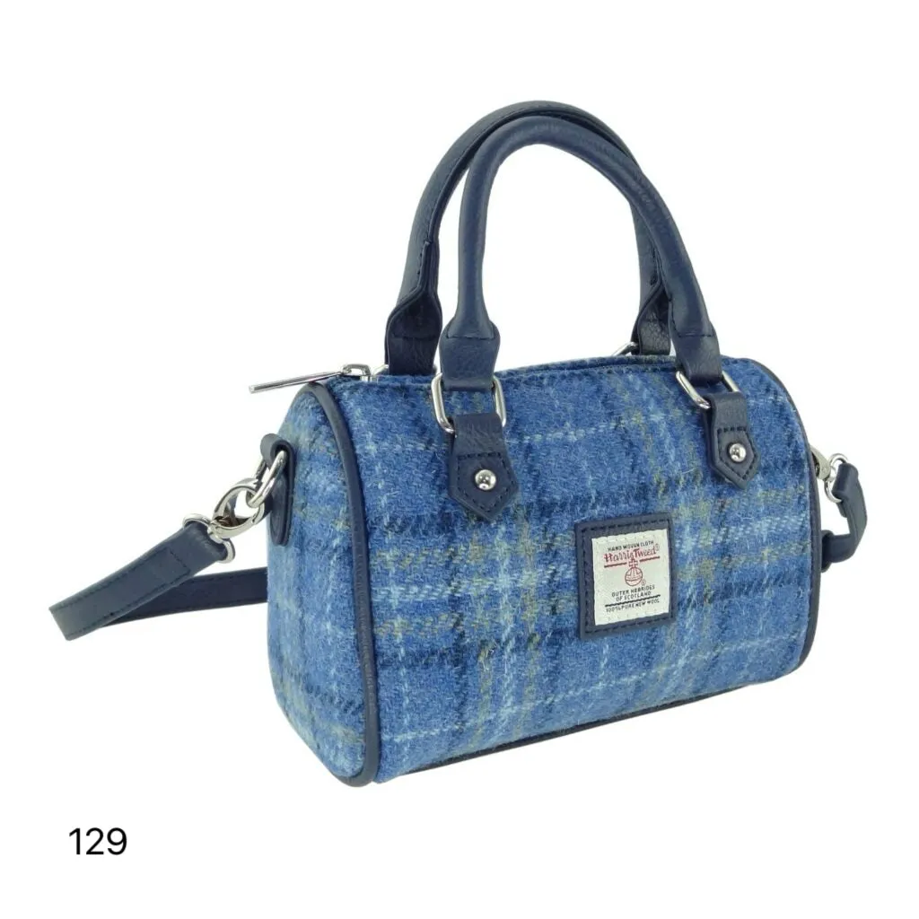 Harris Tweed Kilbride Mini Bowling Handbag with Shoulder Strap (12 Variants)