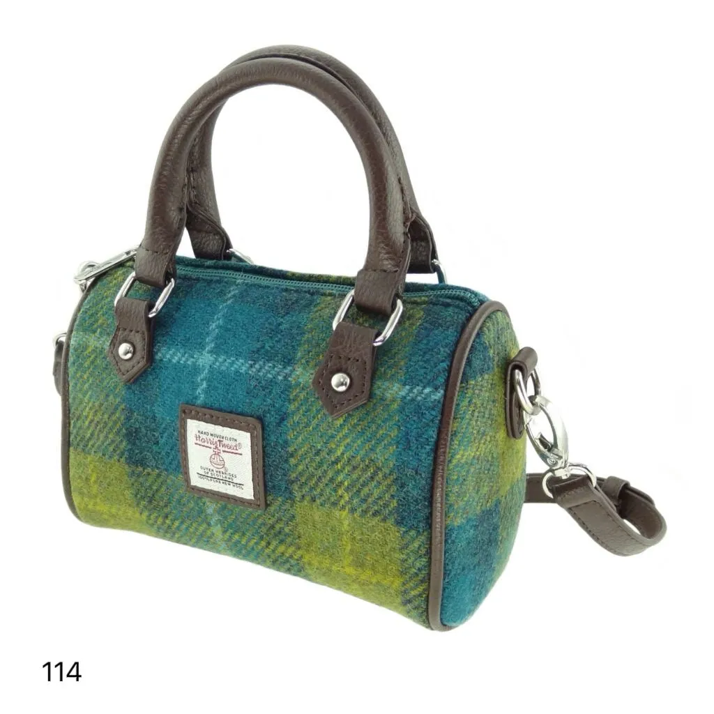 Harris Tweed Kilbride Mini Bowling Handbag with Shoulder Strap (12 Variants)