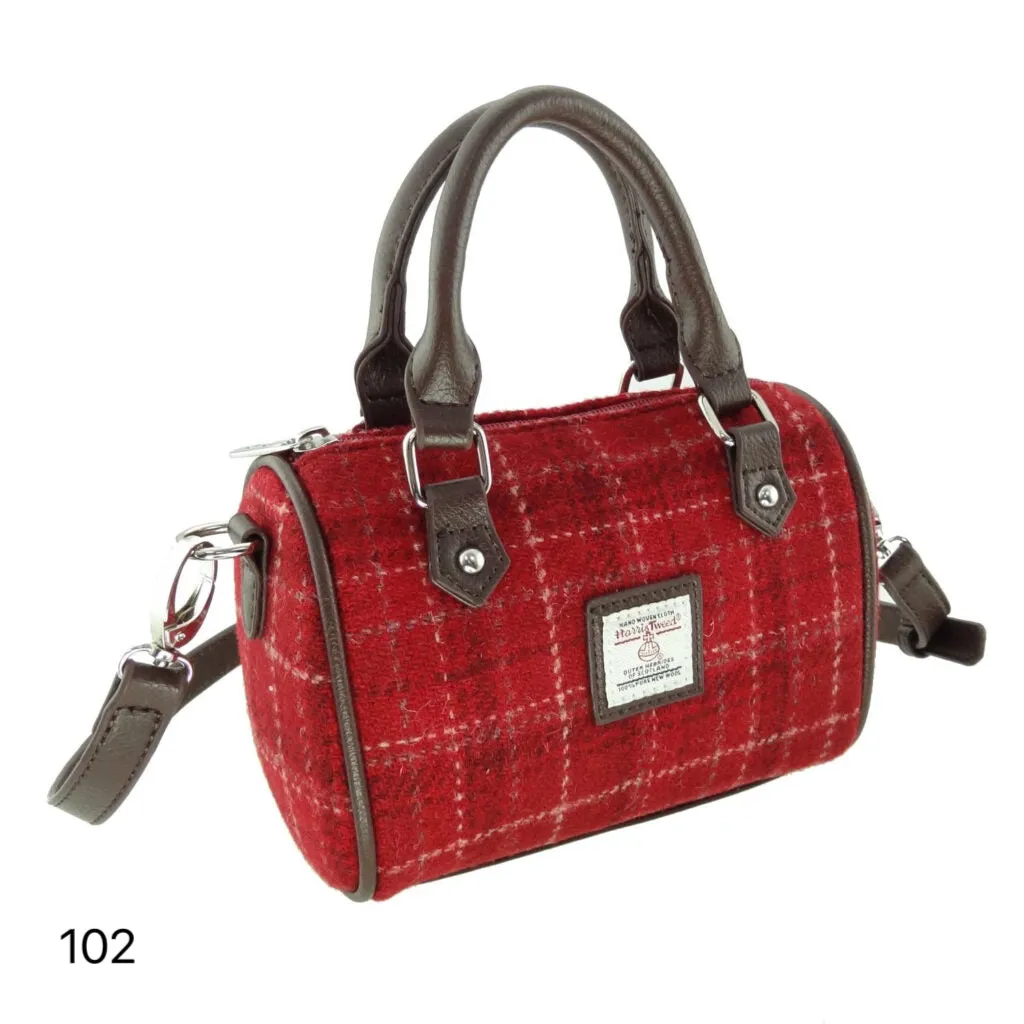 Harris Tweed Kilbride Mini Bowling Handbag with Shoulder Strap (12 Variants)