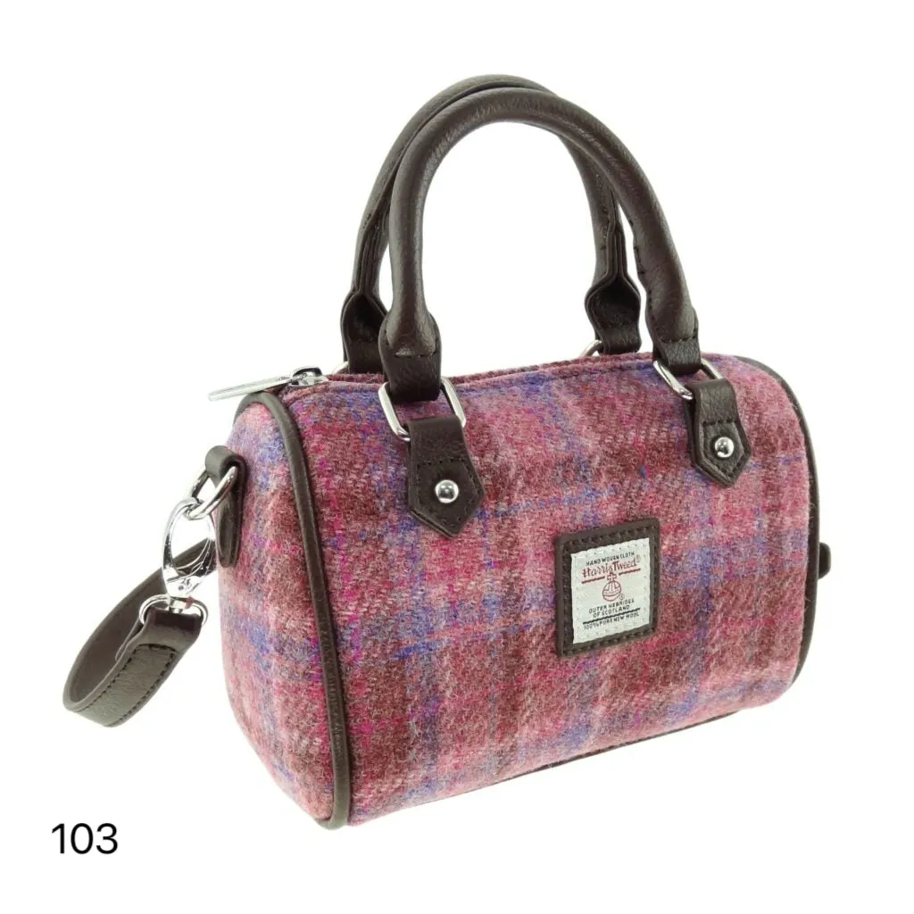 Harris Tweed Kilbride Mini Bowling Handbag with Shoulder Strap (12 Variants)