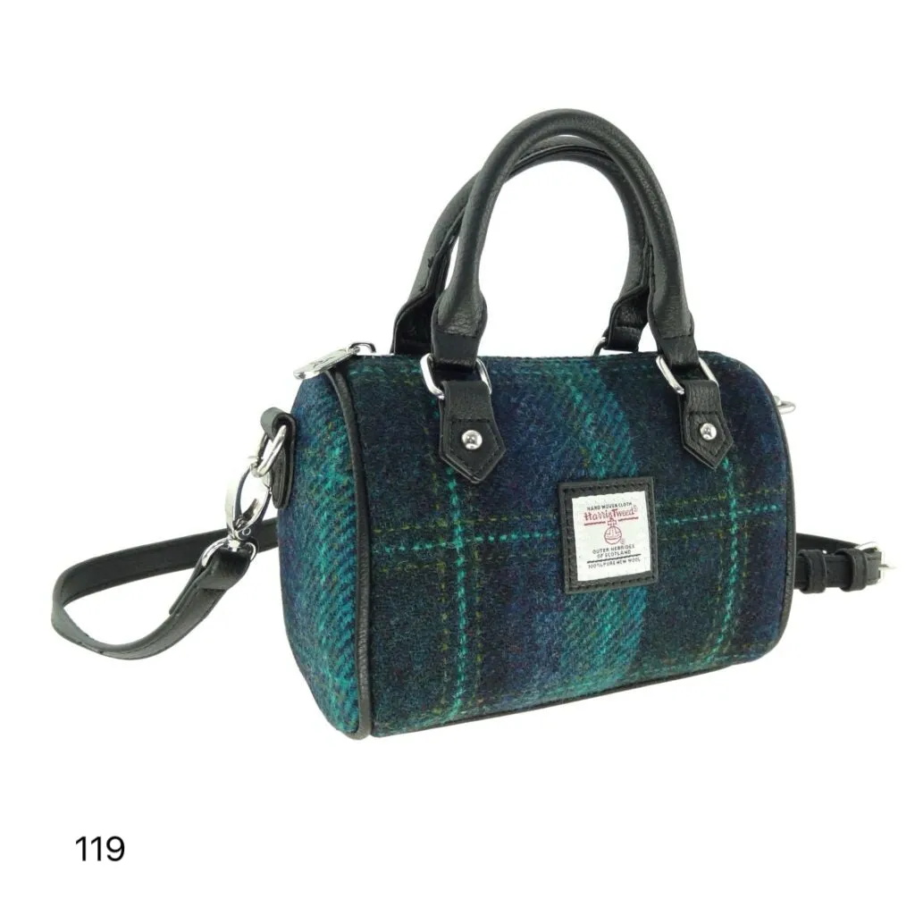 Harris Tweed Kilbride Mini Bowling Handbag with Shoulder Strap (12 Variants)