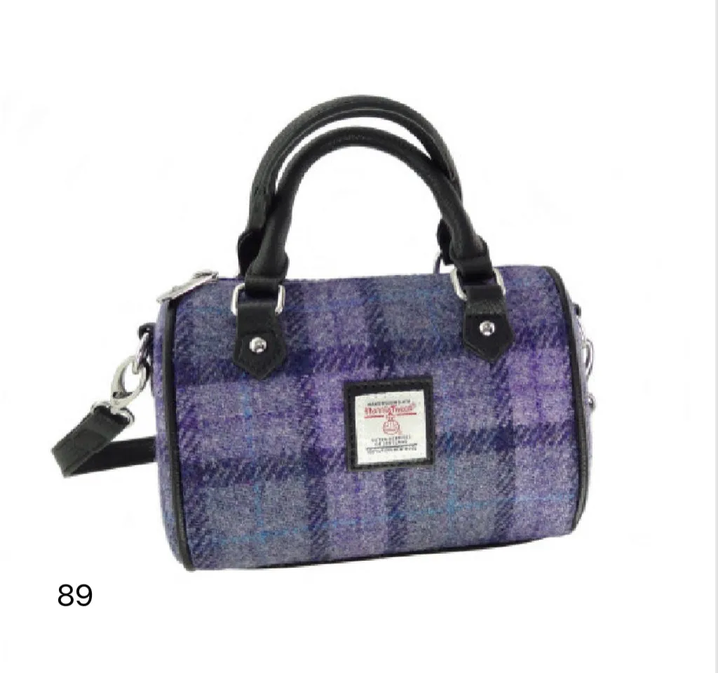 Harris Tweed Kilbride Mini Bowling Handbag with Shoulder Strap (12 Variants)