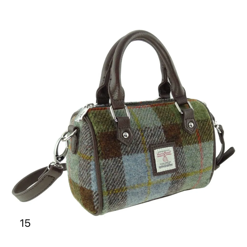 Harris Tweed Kilbride Mini Bowling Handbag with Shoulder Strap (12 Variants)