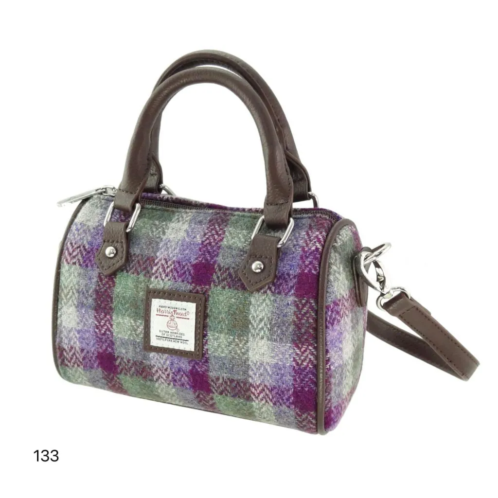 Harris Tweed Kilbride Mini Bowling Handbag with Shoulder Strap (12 Variants)