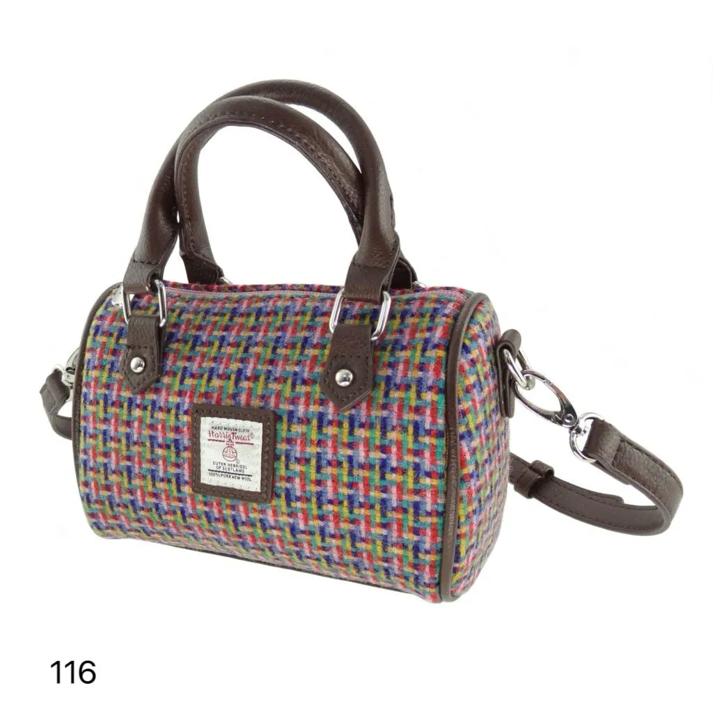 Harris Tweed Kilbride Mini Bowling Handbag with Shoulder Strap (12 Variants)