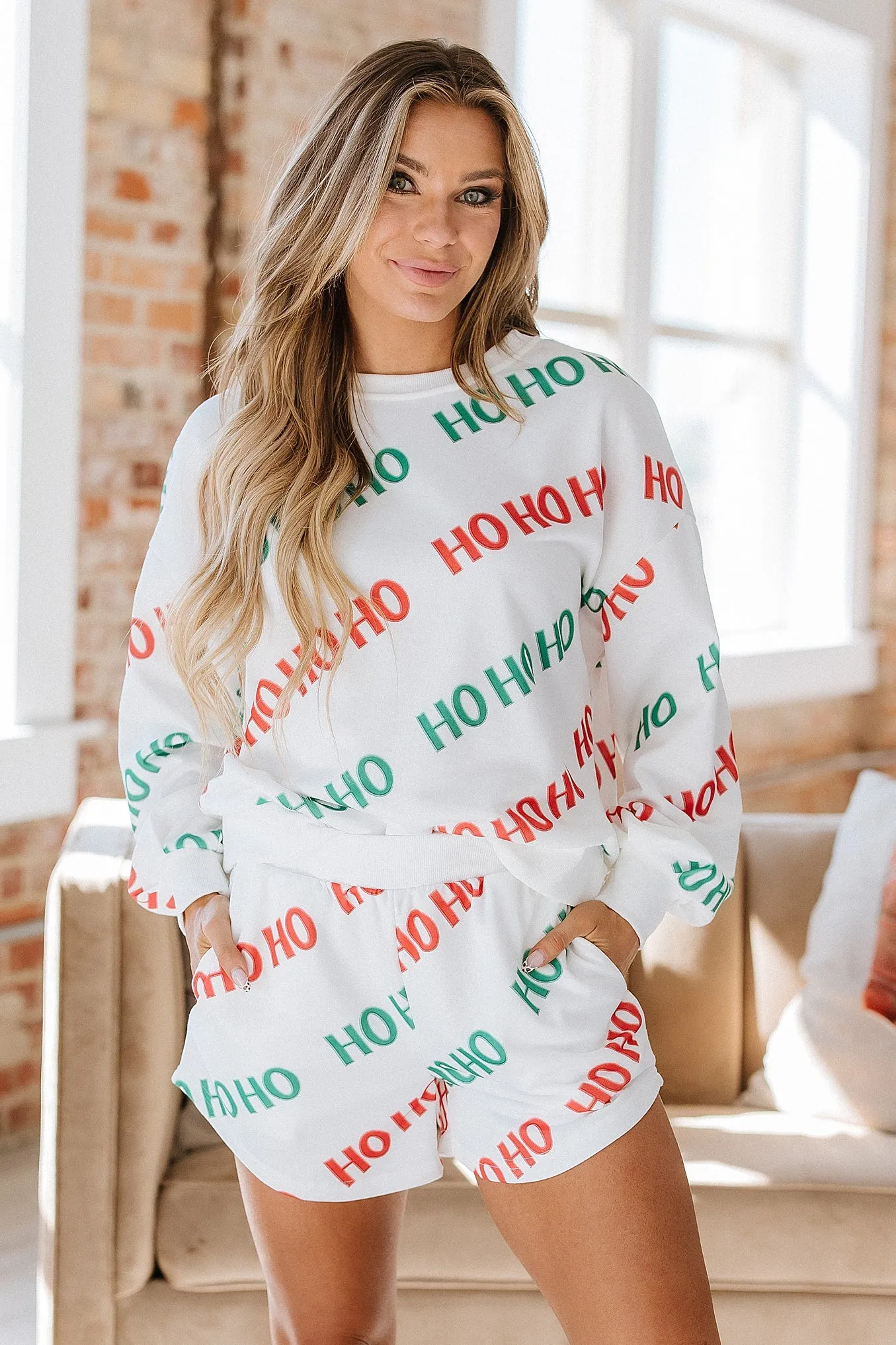 Ho Ho Ho Pullover and Shorts Lounge Set | S-2XL