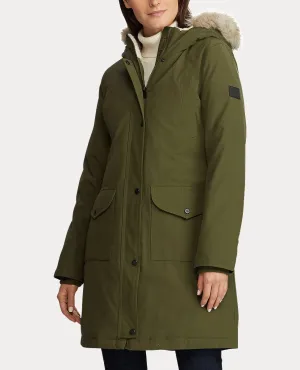 Hooded Down Coat In Dark Green