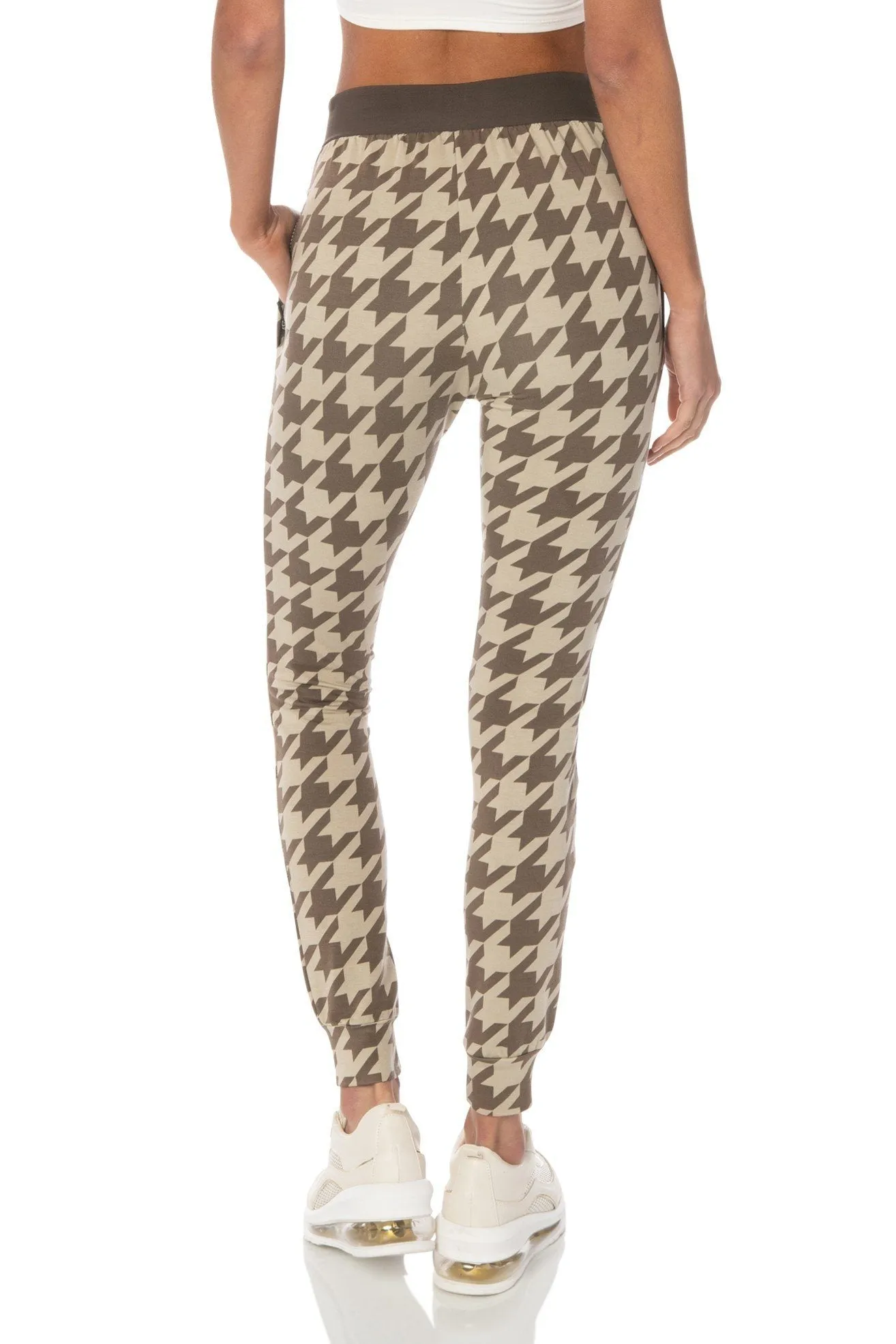 Houndstooth Brown Skinny Fit Joggers - Hypeach Lounge