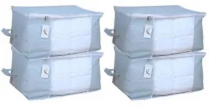 Kuber Industries Rectangular Non Woven Underbed Storage Organiser Set (Grey, Standard) - 4 Piece