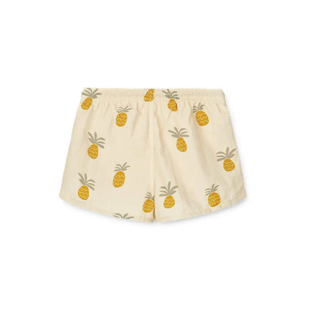 Liewood Aiden Printed Board Shorts - Pineapples - Cloud Cream