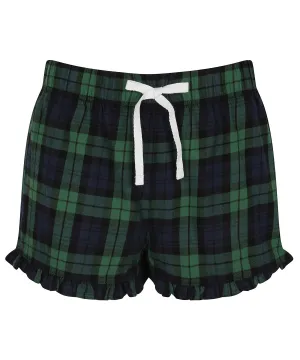 Navy/Green Check - Women's tartan frill shorts