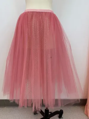 Ready-To-Wear Tulle Overskirt Dusty Rose with Sparkle